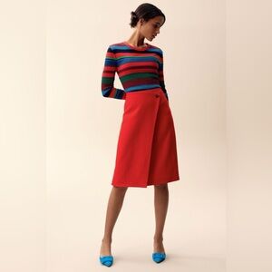 Hugo Boss Vubali Wool Blend Asymmetric Faux Wrap Skirt Size 4